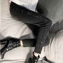 Jeans womens 2020 autumn new European station heavy industry slim thin high tight hole high waist small pants