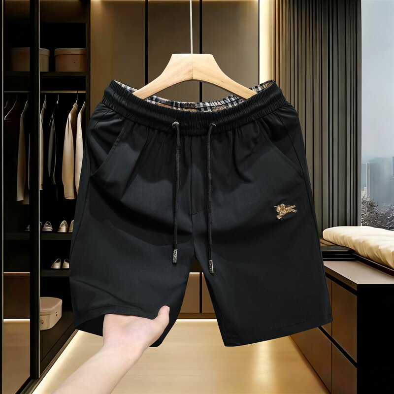European High-End Embroidered Casual Shorts for Men, Summer Thin Mid-Length Pants, Trendy Brand Sports Shorts, Men's Beach Shorts