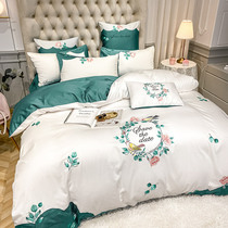 Light Extravaganza 120s Long Suede Cotton Pure Cotton Four Pieces Flower Embroidered Quilt Cover Bed Linen all-cotton European-style bedding