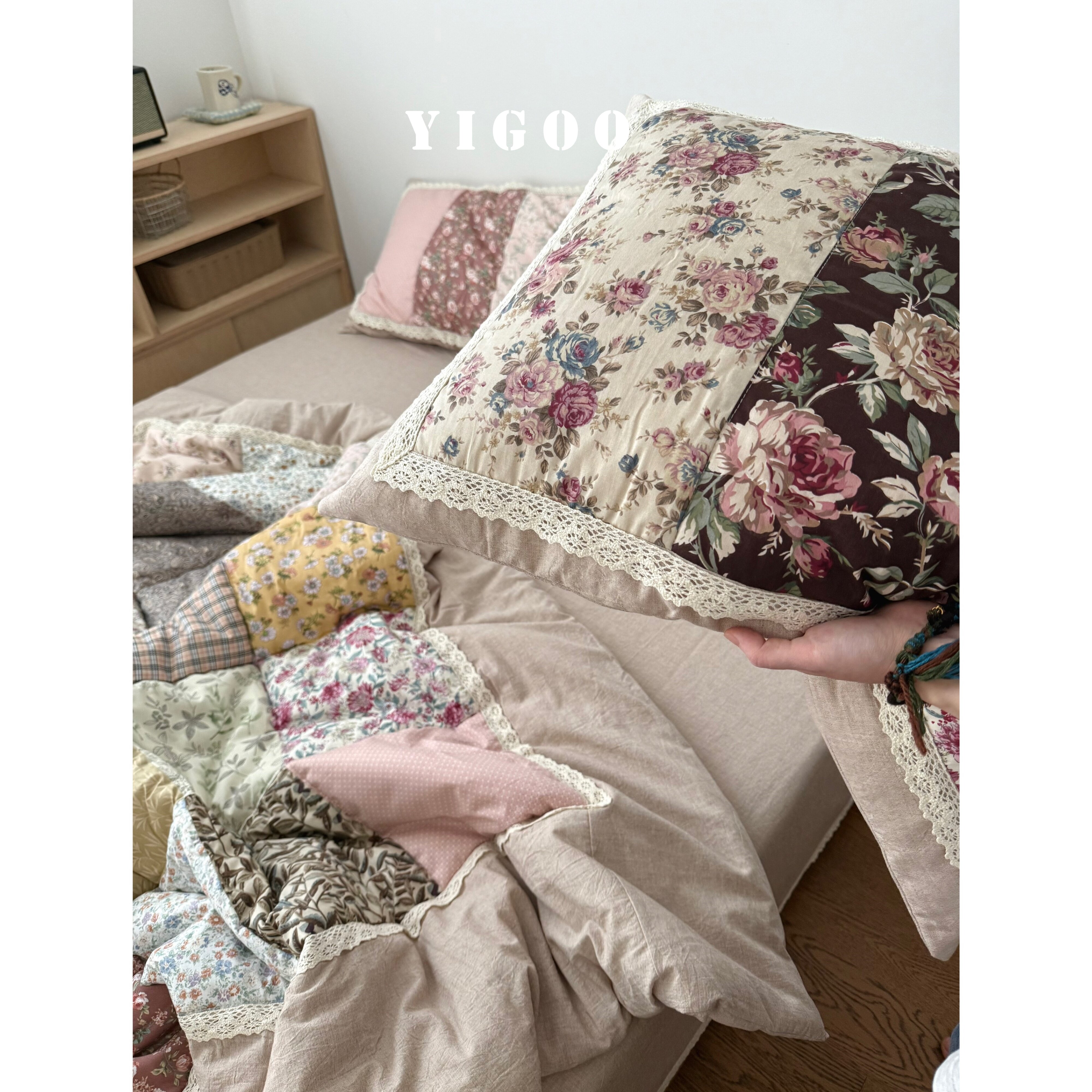 Корейское ретро одеяло в цветочек в деревенском стиле из хлопка и льна с лоскутным шитьем, комплект постельного белья из 4 предметов на все seasons