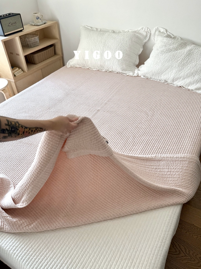 Du家！敲软糯Q弹简约凉感天丝莫代尔砂洗绗缝单床盖夹棉床单机洗