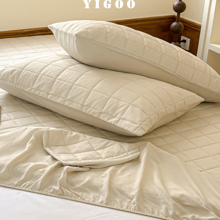 Простая мягкая стеганая простыня из тенселя и нейлона класса А с наполнителем, комплект из 3 предметов с высоким чехлом для матраса, однотонная