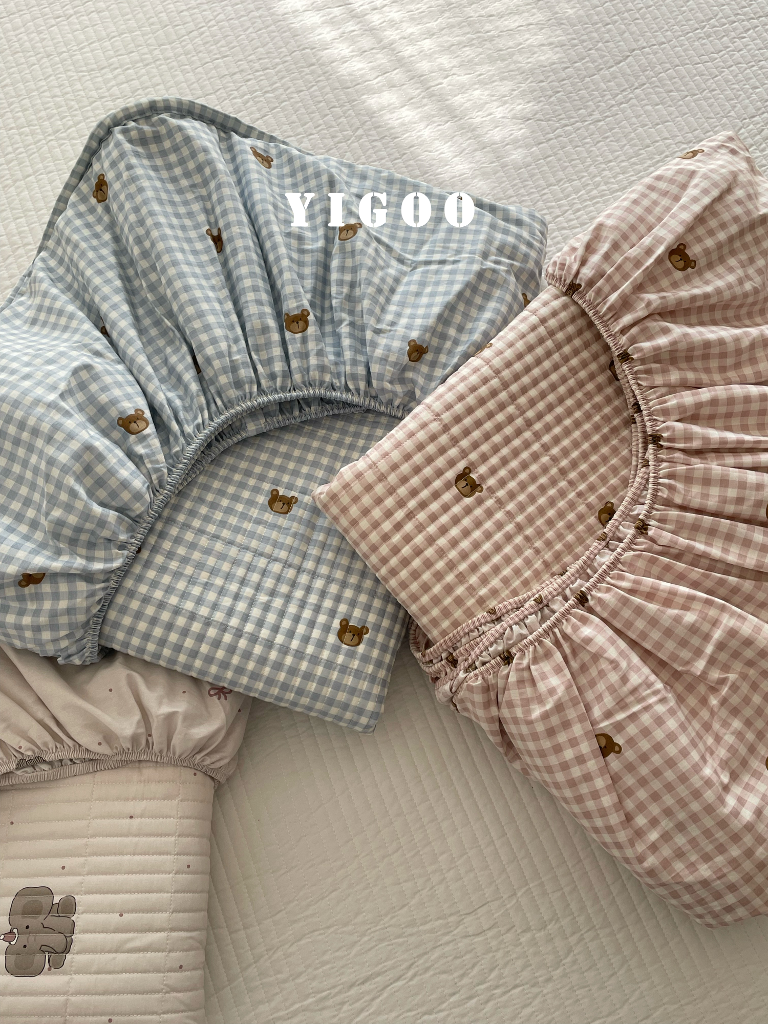 Корейский хлопковый наматрасник с печатью и стеганой подкладкой, водостойкий комплект из 3 предметов