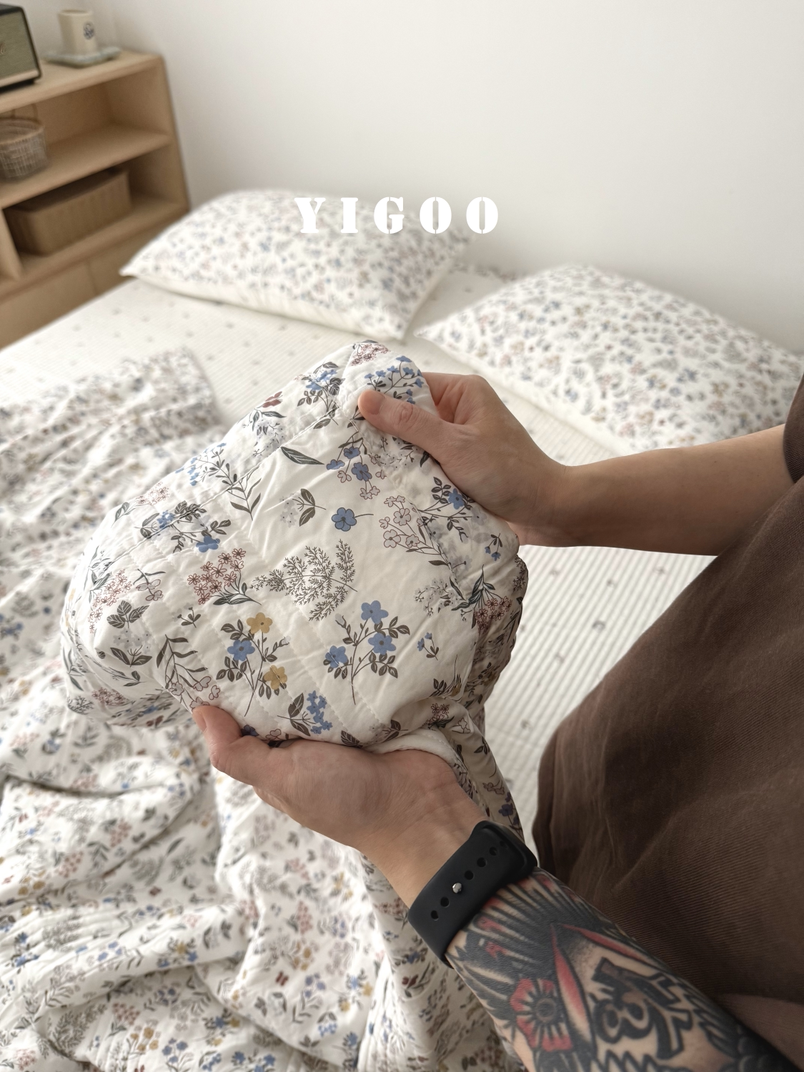 Летний корейский охлаждающий модал двусторонний с мелким цветочным принтом стеганое покрывало летнее одеяло комплект из 3-4 предметов с ватной простыней