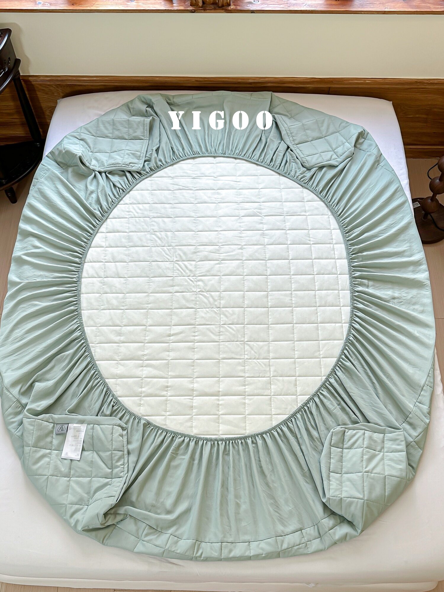 Простая мягкая стеганая простыня из тенселя и нейлона класса А с наполнителем, комплект из 3 предметов с высоким чехлом для матраса, однотонная