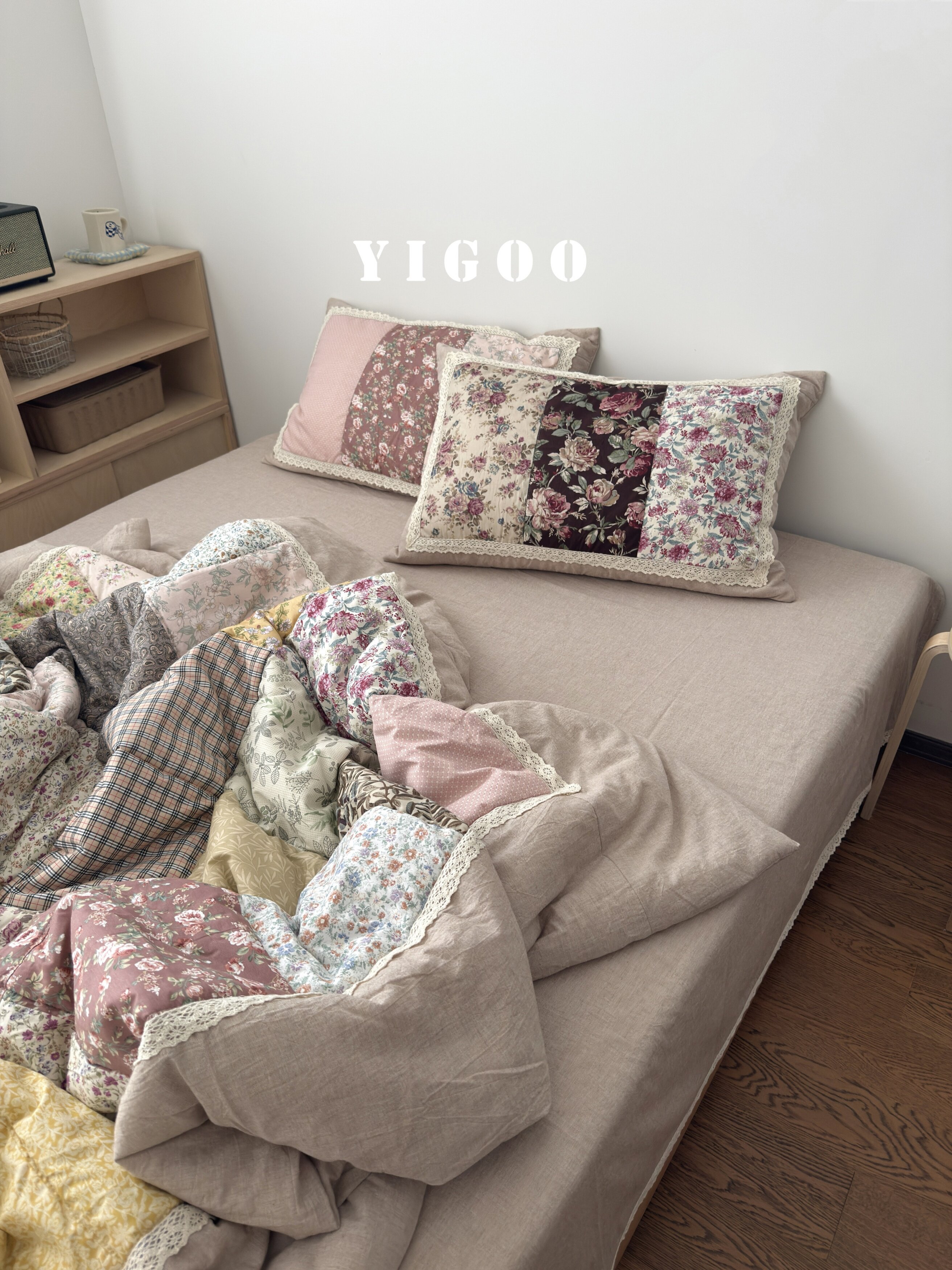 Корейское ретро одеяло в цветочек в деревенском стиле из хлопка и льна с лоскутным шитьем, комплект постельного белья из 4 предметов на все seasons