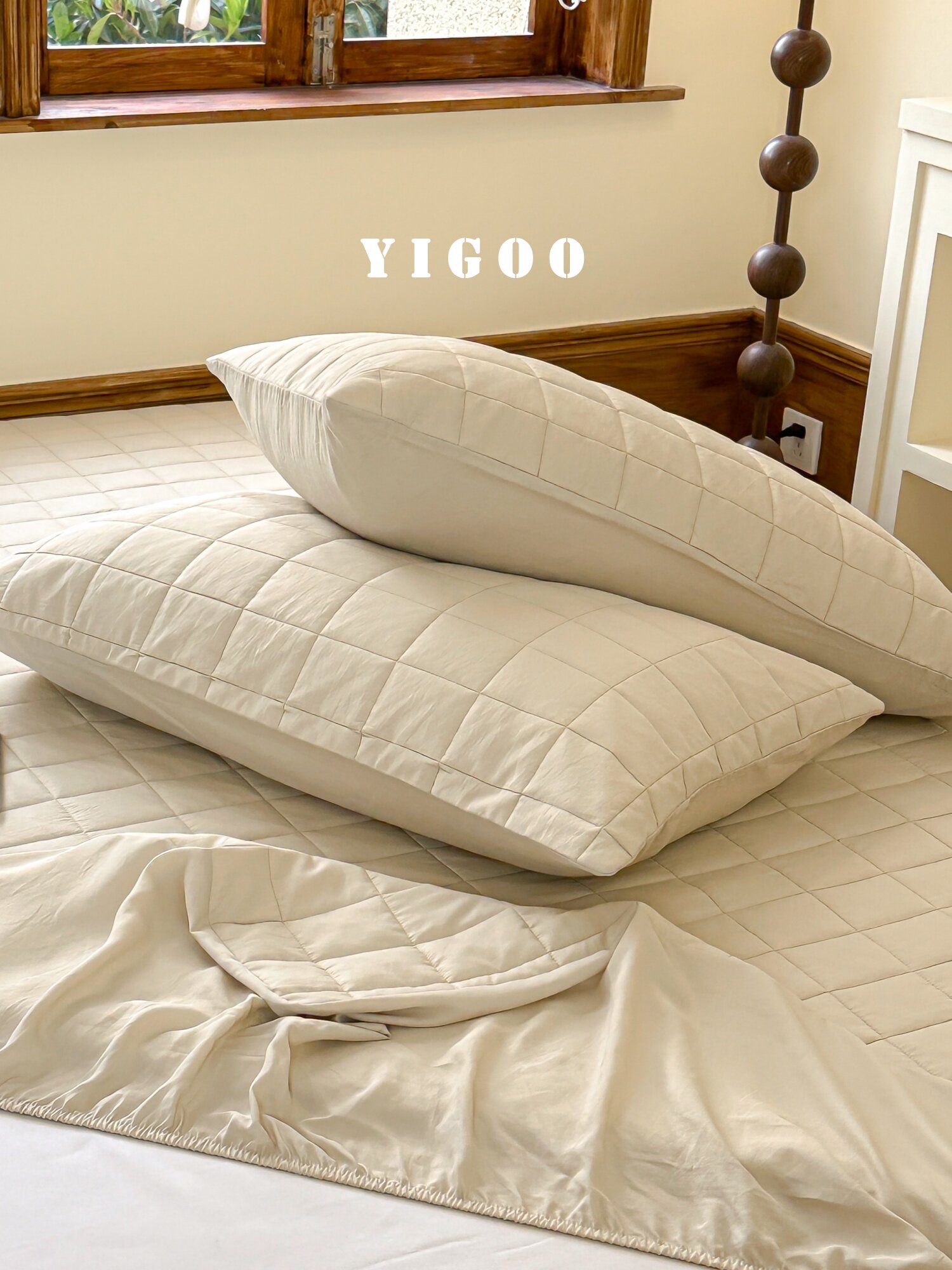 Простая мягкая стеганая простыня из тенселя и нейлона класса А с наполнителем, комплект из 3 предметов с высоким чехлом для матраса, однотонная