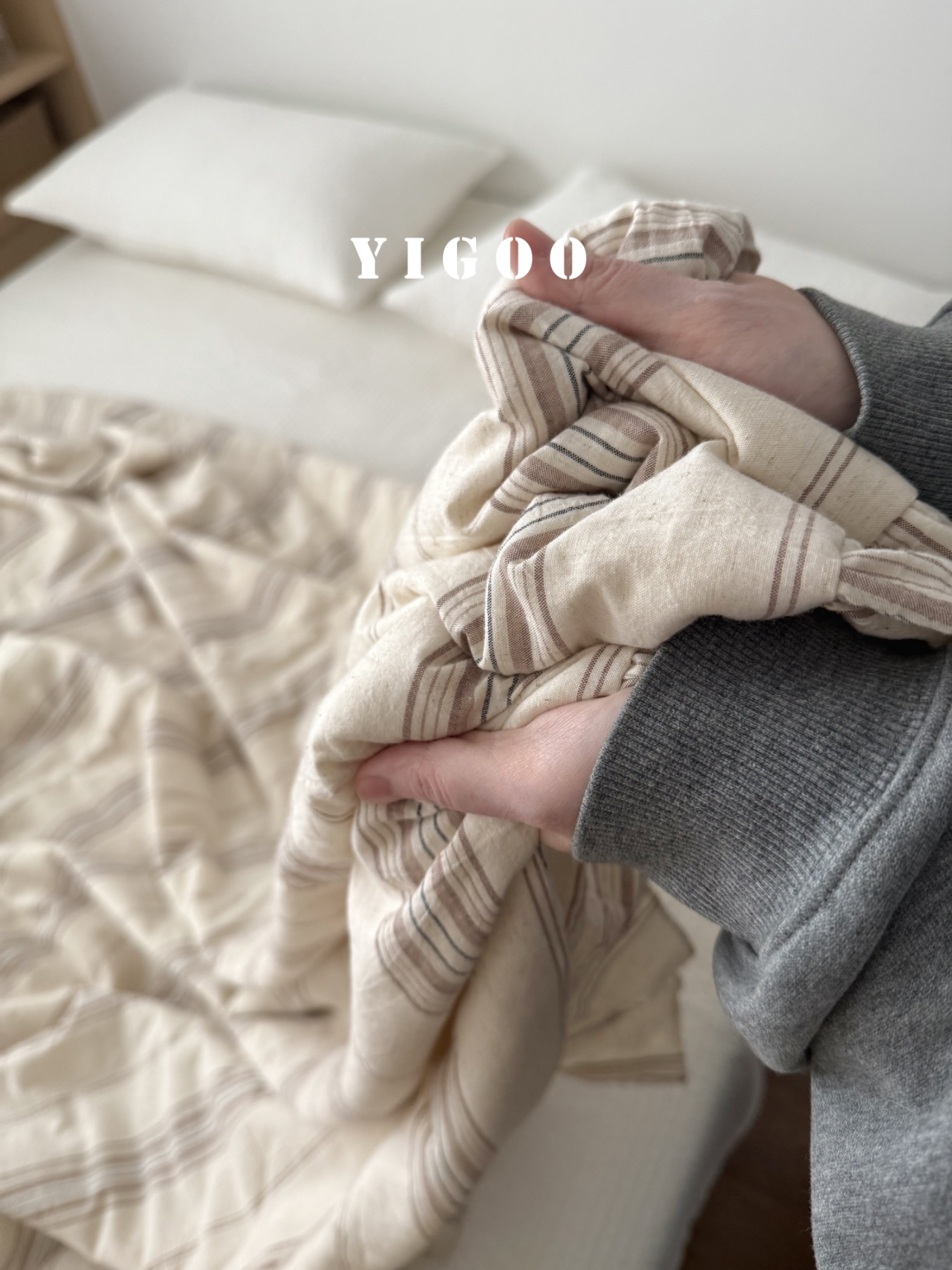 Простое летнее одеяло из хлопка и льна с оборками и винтажными полосками, тонкое цельное одеяло для кондиционера, дышащее, можно стирать в машине