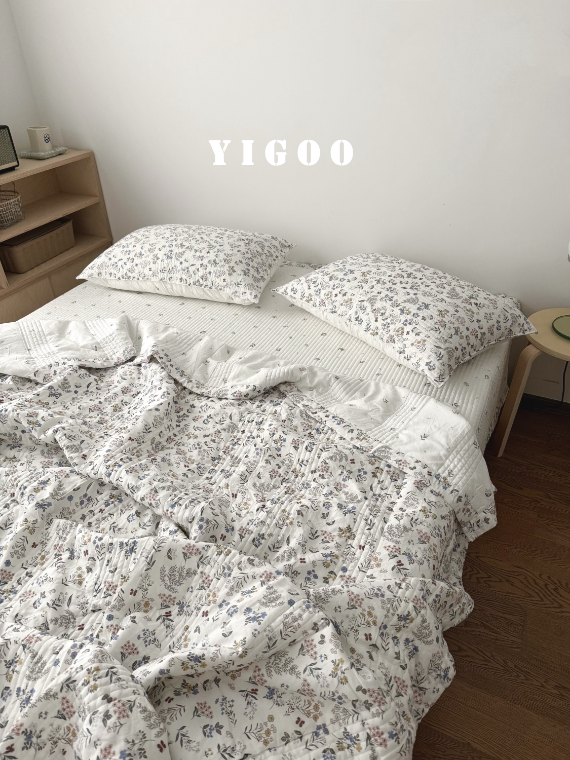 Летний корейский охлаждающий модал двусторонний с мелким цветочным принтом стеганое покрывало летнее одеяло комплект из 3-4 предметов с ватной простыней