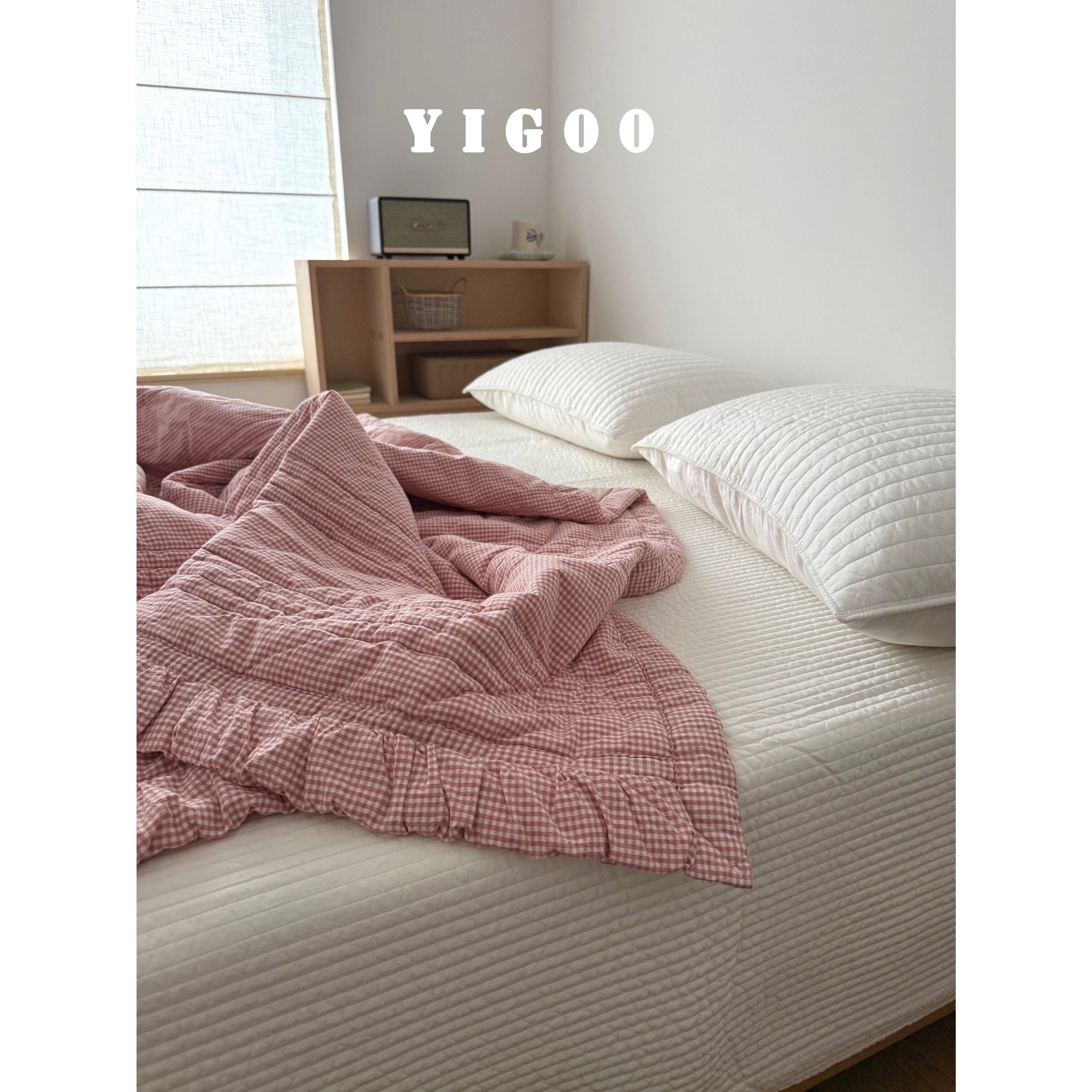 Корейское складчатое кружевное ретро цветное тканое хлопковое клетчатое модальное хлопковое четырехсезонное кондиционерное цельное одеяло мягкое после стирки