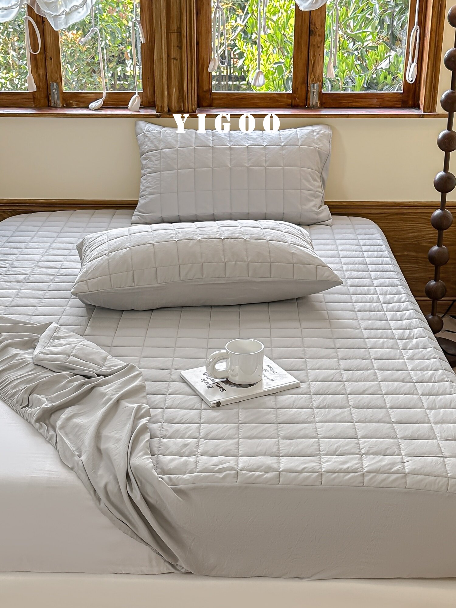 Простая мягкая стеганая простыня из тенселя и нейлона класса А с наполнителем, комплект из 3 предметов с высоким чехлом для матраса, однотонная