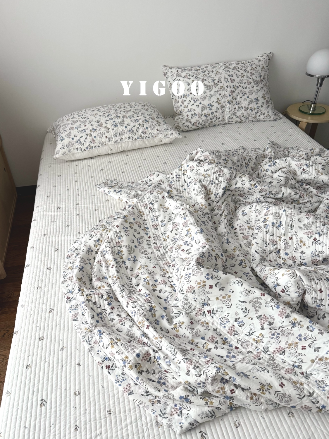 Летний корейский охлаждающий модал двусторонний с мелким цветочным принтом стеганое покрывало летнее одеяло комплект из 3-4 предметов с ватной простыней