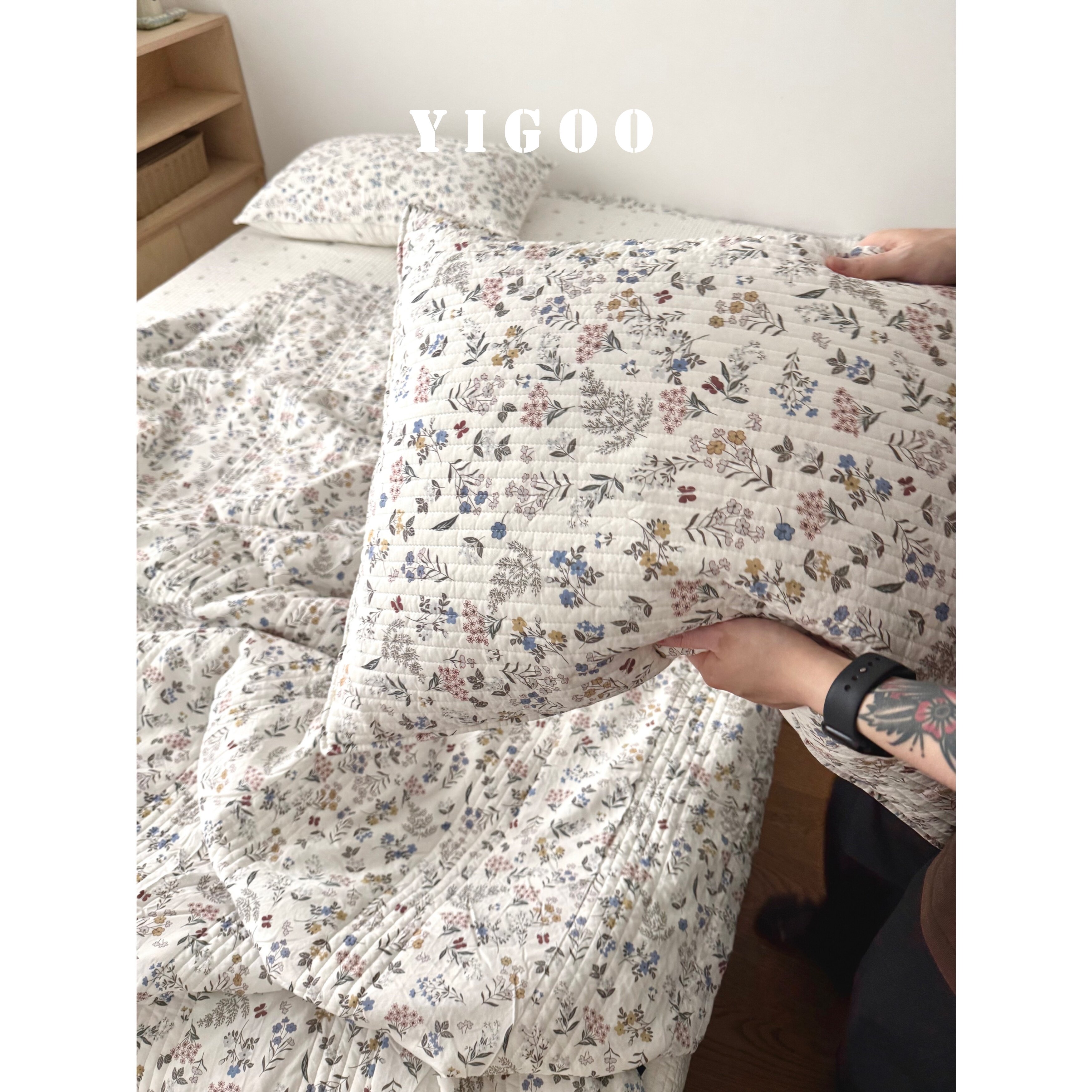 Летний корейский охлаждающий модал двусторонний с мелким цветочным принтом стеганое покрывало летнее одеяло комплект из 3-4 предметов с ватной простыней