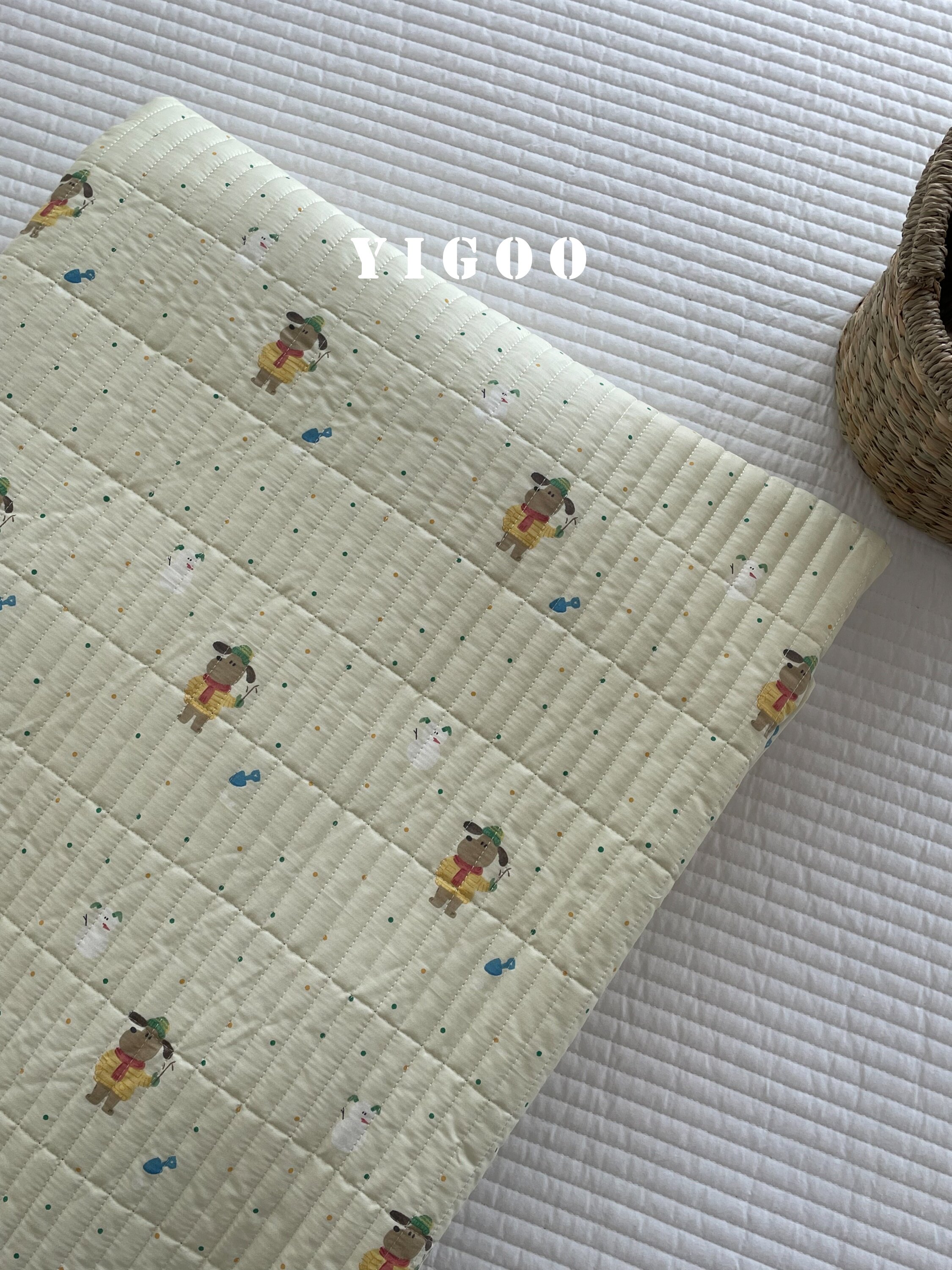 Корейский хлопковый наматрасник с печатью и стеганой подкладкой, водостойкий комплект из 3 предметов