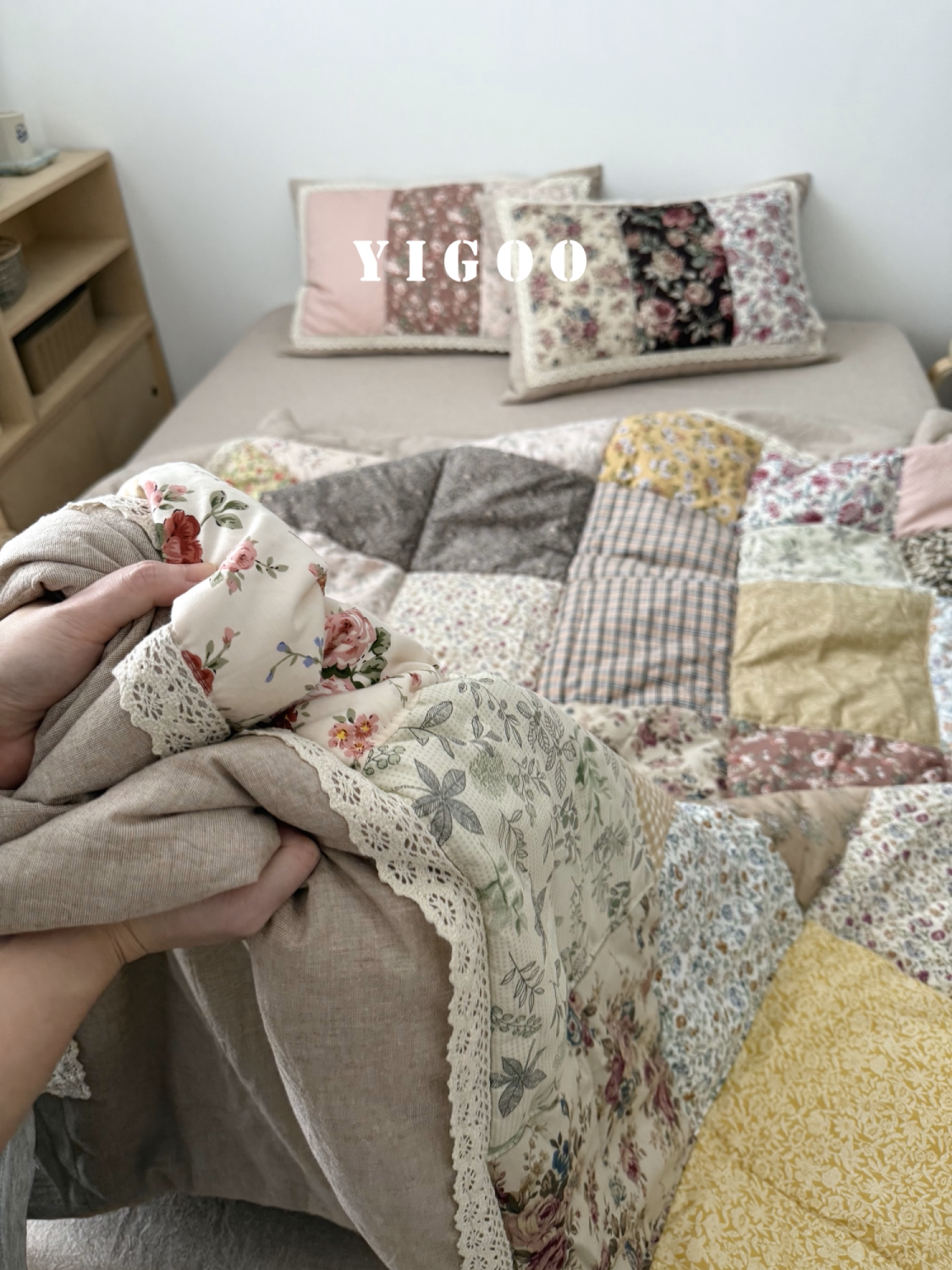 Корейское ретро одеяло в цветочек в деревенском стиле из хлопка и льна с лоскутным шитьем, комплект постельного белья из 4 предметов на все seasons