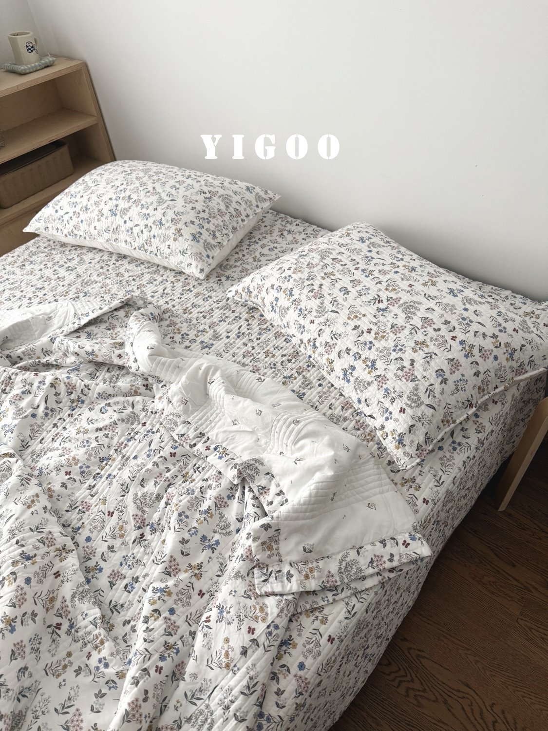 Летний корейский охлаждающий модал двусторонний с мелким цветочным принтом стеганое покрывало летнее одеяло комплект из 3-4 предметов с ватной простыней