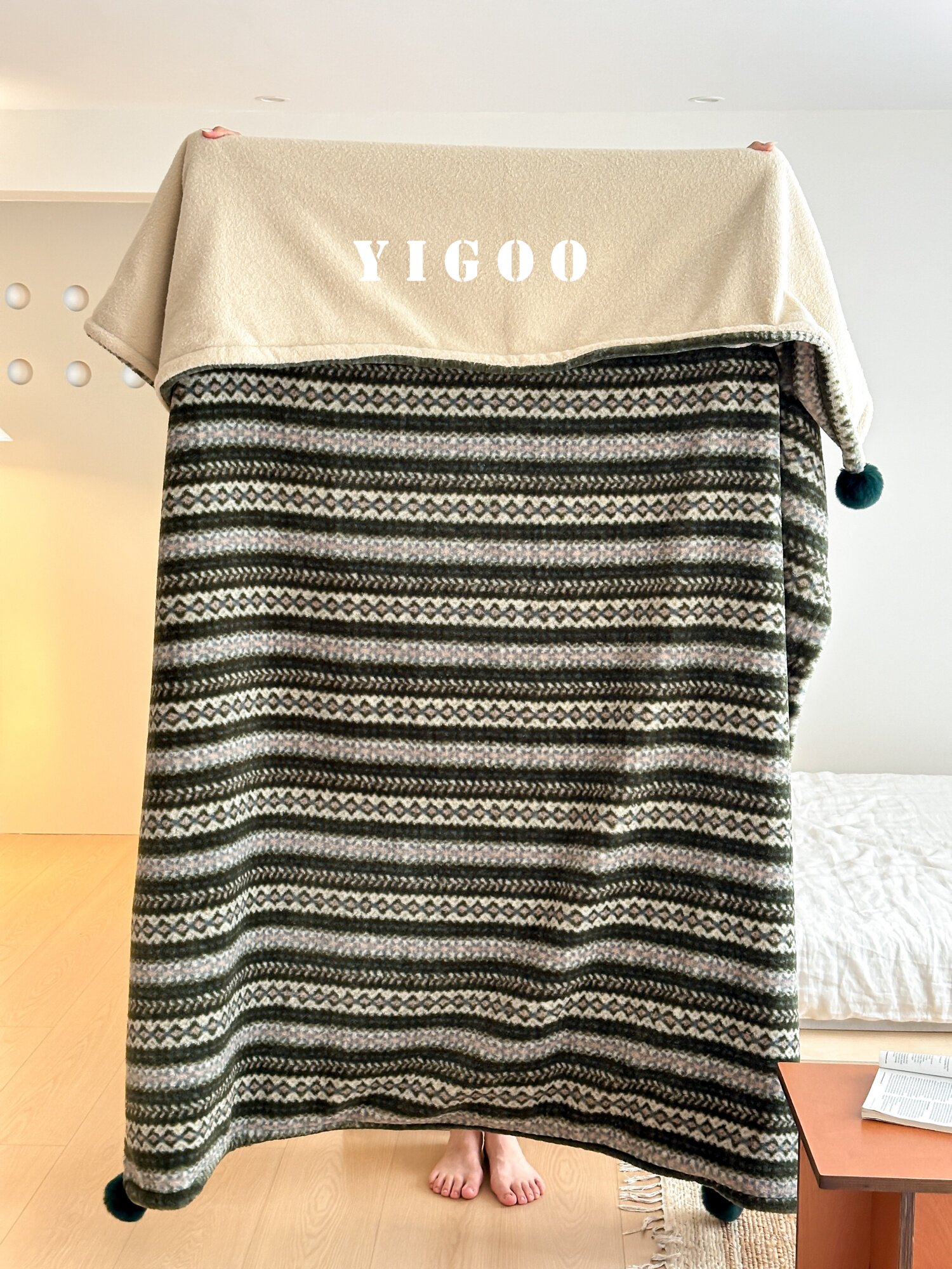 Осенне-зимнее жаккардовое покрывало под кашемир в стиле ins с узором Фэр-Айл, винтажное утолщенное одеяло для отдыха и дневного сна