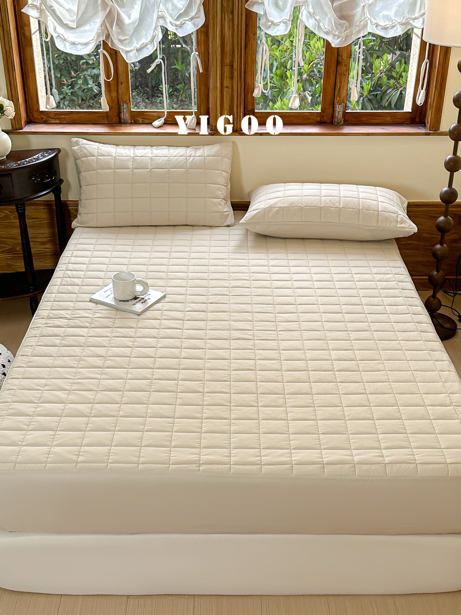 Простая мягкая стеганая простыня из тенселя и нейлона класса А с наполнителем, комплект из 3 предметов с высоким чехлом для матраса, однотонная