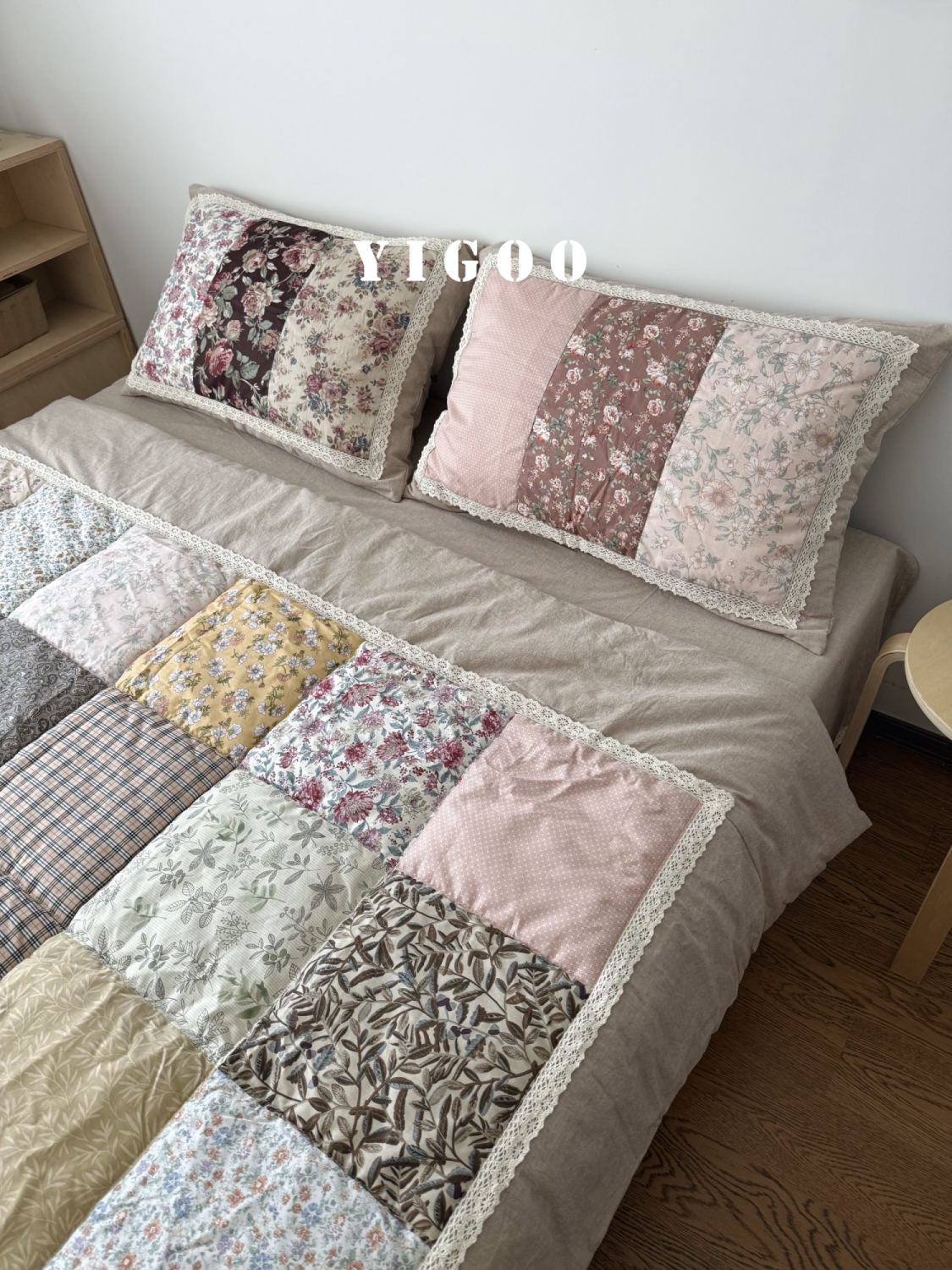 Корейское ретро одеяло в цветочек в деревенском стиле из хлопка и льна с лоскутным шитьем, комплект постельного белья из 4 предметов на все seasons