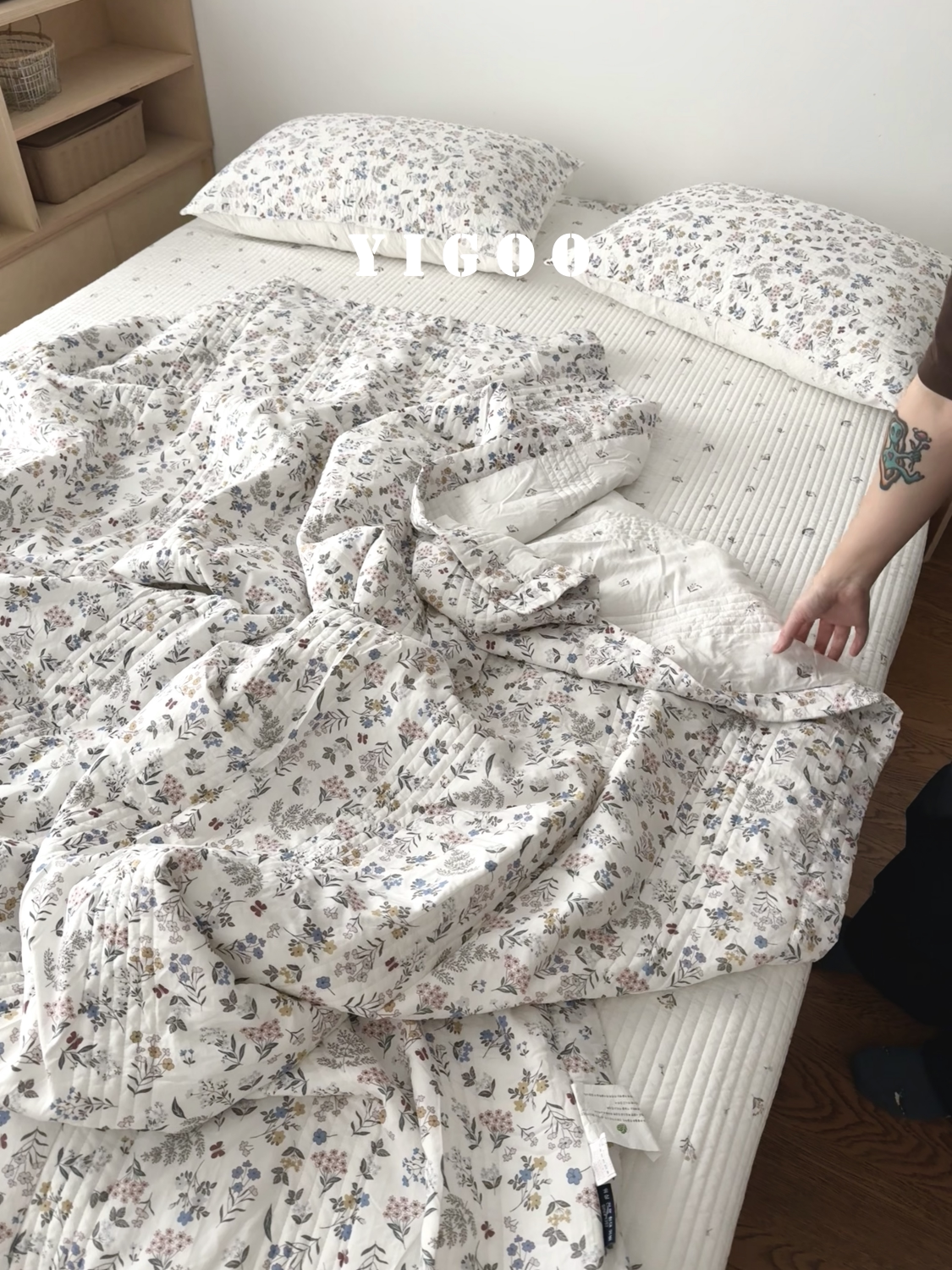 Летний корейский охлаждающий модал двусторонний с мелким цветочным принтом стеганое покрывало летнее одеяло комплект из 3-4 предметов с ватной простыней