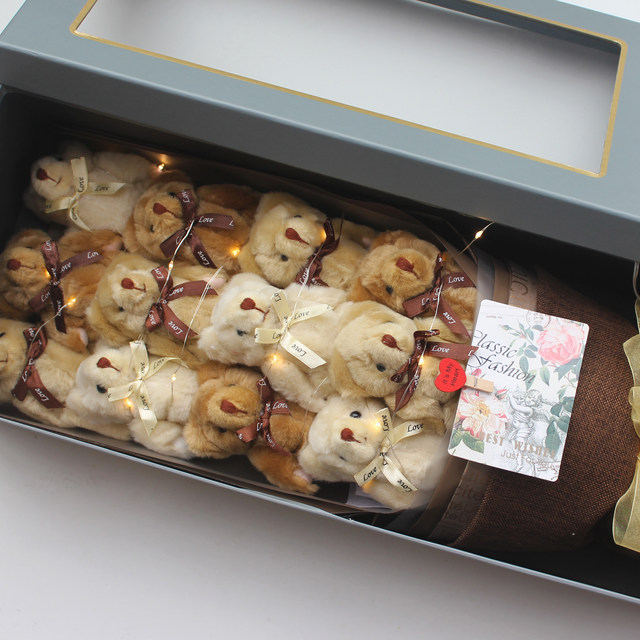 Cartoon Bear Doll Rose Gift Box Doll Totoro ສົ່ງ bouquet ວັນເດືອນປີເກີດໃຫ້ແຟນເພື່ອນທີ່ດີທີ່ສຸດຮຽນຈົບຂອງຂວັນວັນແມ່