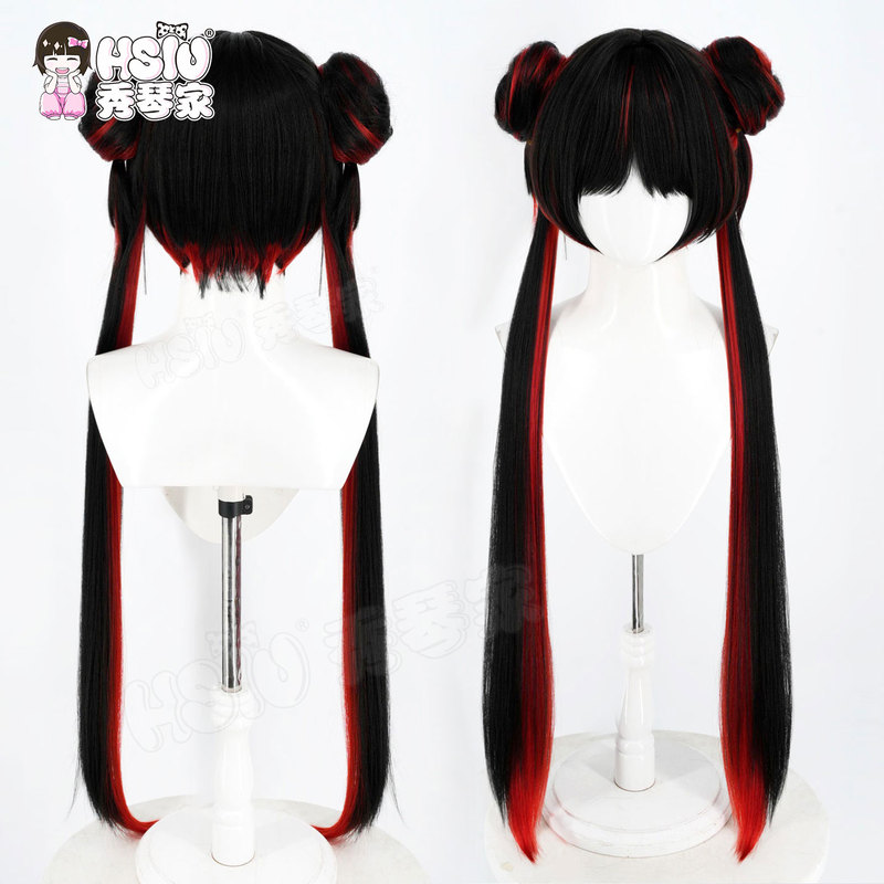 Xiucinjia Victory Goddess Nikke Peony Cosplay Wig Big Sister Two-Tone Black Mixed Fluffy Style