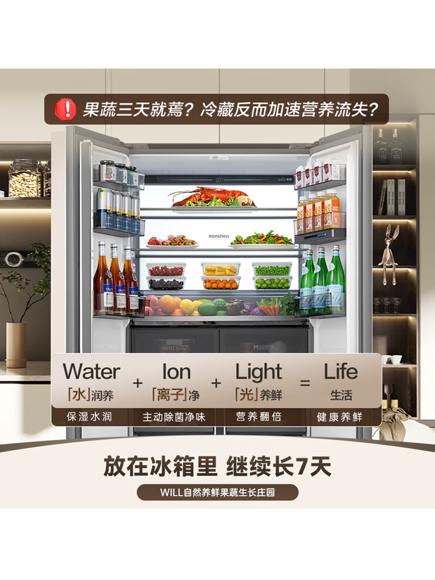 Rongsheng 516Will Fresh-Keeping French-Style Multi-Door Four-Door Ultra-Thin Built-In Refrigerator Bcd-516Wkm1Mpgza