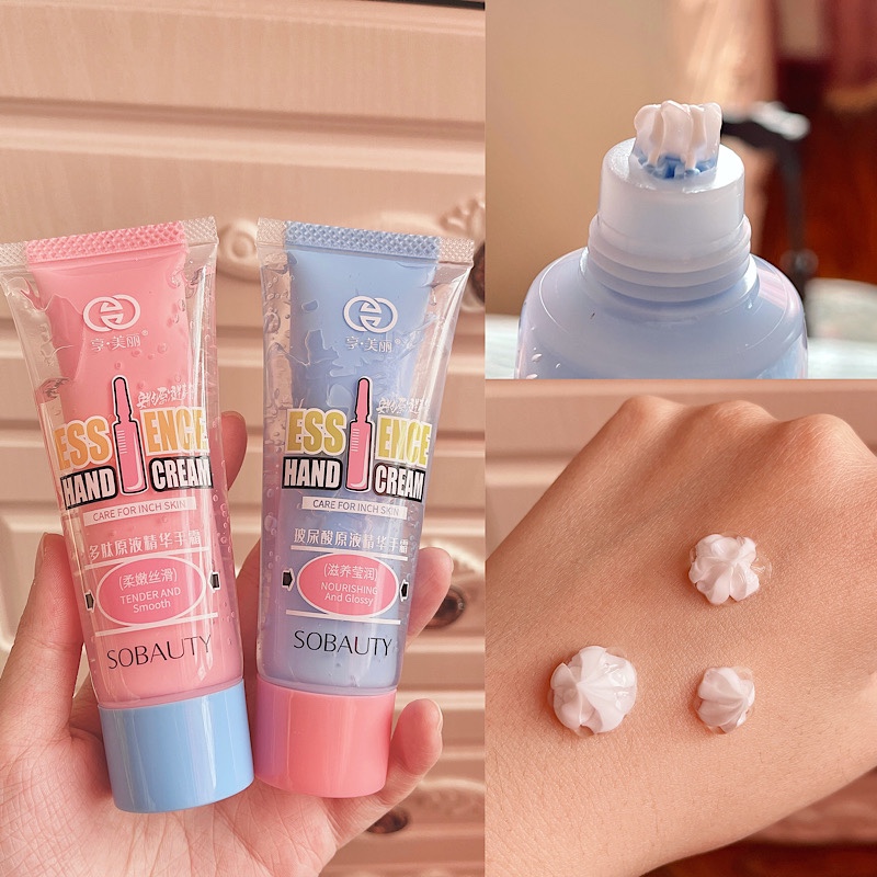 Squeeze cream flower water and oil balance double-tube hyaluronic acid essence hand cream petal polypeptide two-in-one hand cream