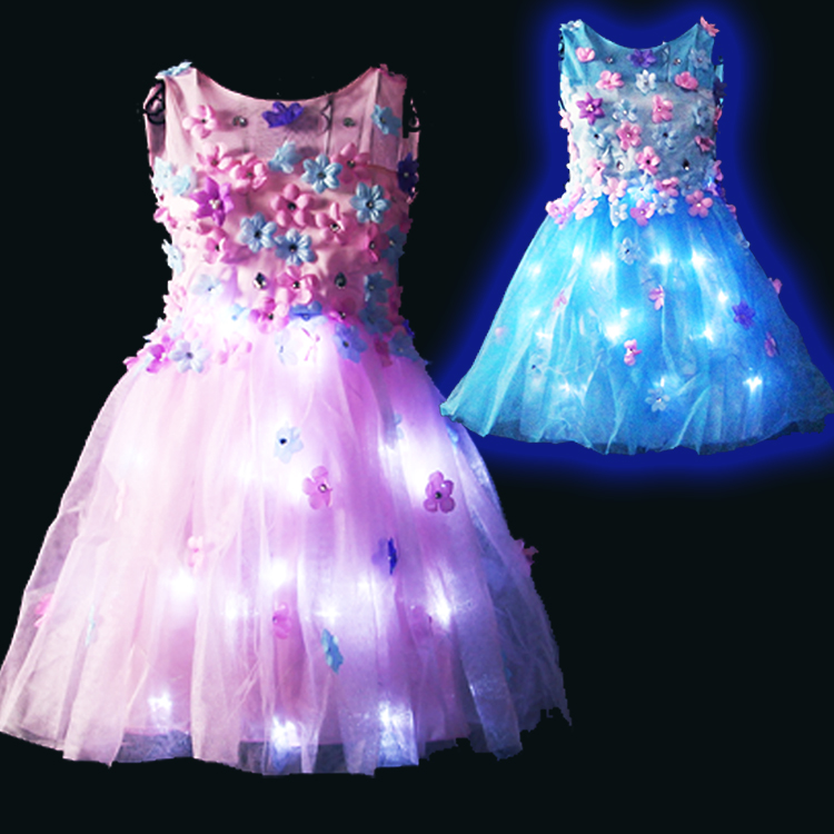 Luminous ballet costumes adult feather tutu skirt fluorescent LED sequins little swan suspender skirt costumes