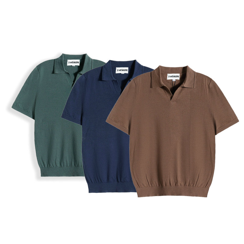 British Light Luxury Ropen Collar Knit Polo Classic Lapel Short-Sleeved Knitwear 26040801