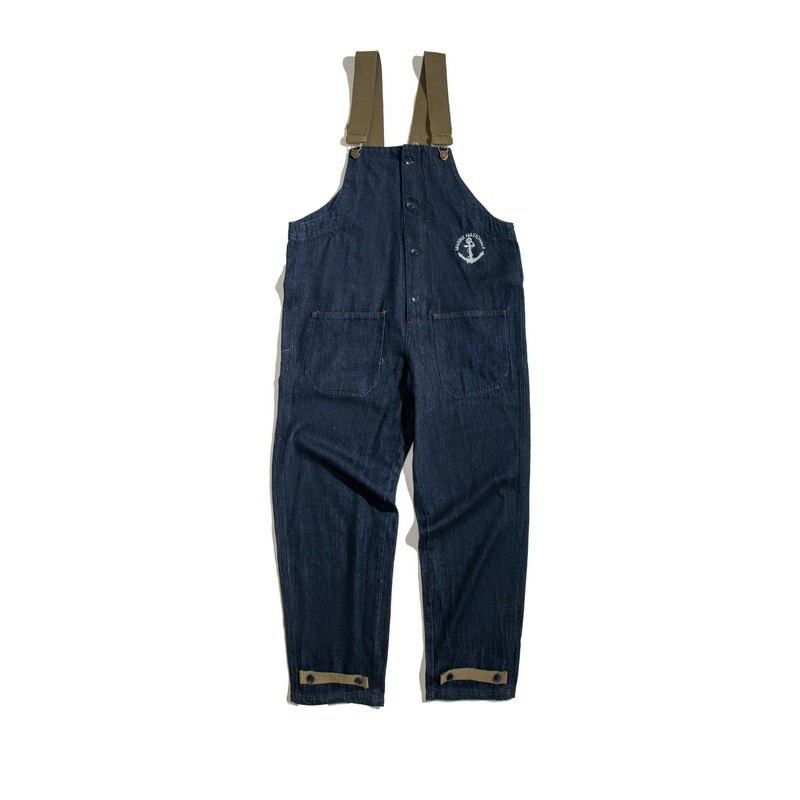 2025 Reverse Craftsmanship Workwear American Retro Navy Deck Overalls Spring and Autumn Washed Denim Selvedge Straight Leg