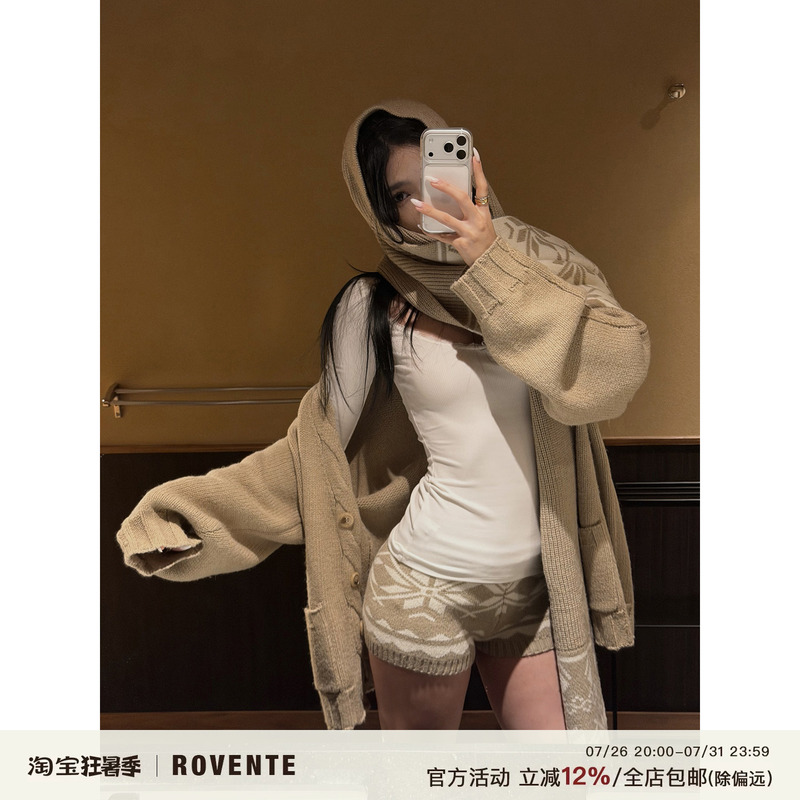 Rovente Southern France Reverie Fair Isle Cardigan Sweater Women's Autumn and Winter Loose Knit Coat Christmas Style Set Rovente Southern France Reverie Fair Isle Cardigan Sweater Women's Autumn and Winter Loose Knit Coat Christmas Style Set