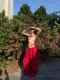Rovente Flame Red 100% Linen Loose Wide-Leg Pants for Women, Summer Thin Workwear Casual Long Pants