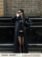 Rovente Cool Hunter Black Stand Collar Long Leather Jacket for Women, Loose Vintage Heavy Crafted Oversized Leather Trench Coat