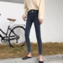 Xuân-Thu 2018 phiên bản mới của Hàn Quốc là quần jeans siêu mỏng bó sát xã hội trẻ em eo cao Quần bó chân thoi trang cong so