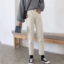 Quần nữ xã hội 2018 xuân hè mới Học sinh Hàn Quốc hoang dã eo cao thẳng 9 quần jeans áo công sở nữ