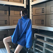 Ins siêu áo sơ mi nữ mùa thu Học sinh Hàn Quốc lười gió cổ cao hoang dã cộng với áo len nhung dài tay áo len dày