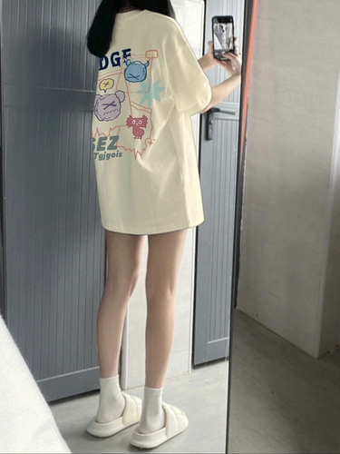 Хлопковая летняя футболка, короткий рукав, оверсайз