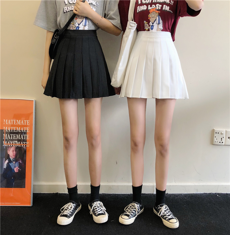 100 pleats half body dress female Xia Han version conspiculy high waist college wind A character 100 hitch student web red ins tide JK short skirts