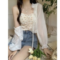 Snowspun Sunscreen Cardigan Hooded Jacket Woman Summer Thin fairy blouse Temperament Design Sensation Niche short white shirt