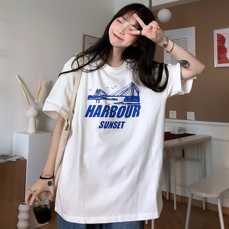 Original Cebu Wind Short sleeves T-shirt Female dress Spring Summer 2022 New Korean version Tennis Red Loose 100 Hitch White Blouses