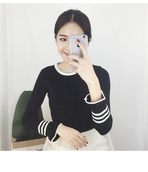 Áo dệt kim xuân 2018 nữ mới phiên bản Hàn Quốc của áo len mỏng tay hoang dã retro tay dài học sinh những kiểu áo len dáng dài đẹp
