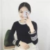 Áo dệt kim xuân 2018 nữ mới phiên bản Hàn Quốc của áo len mỏng tay hoang dã retro tay dài học sinh Vòng cổ áo len