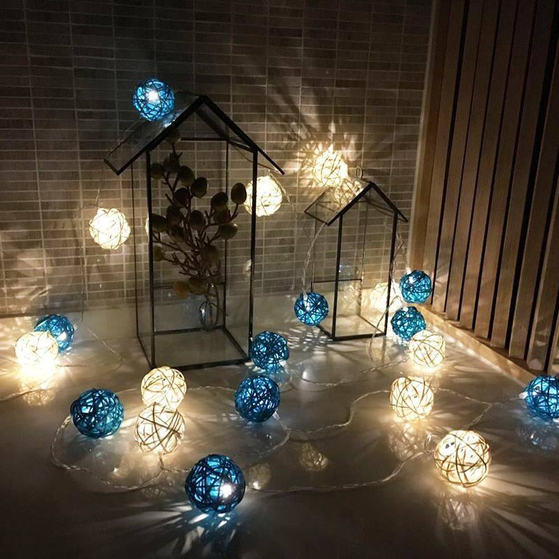 Decorative lamp rattan ball lamp LED string lamp full of stars small lantern dormitory room bedroom ins girl heart decorative lamp