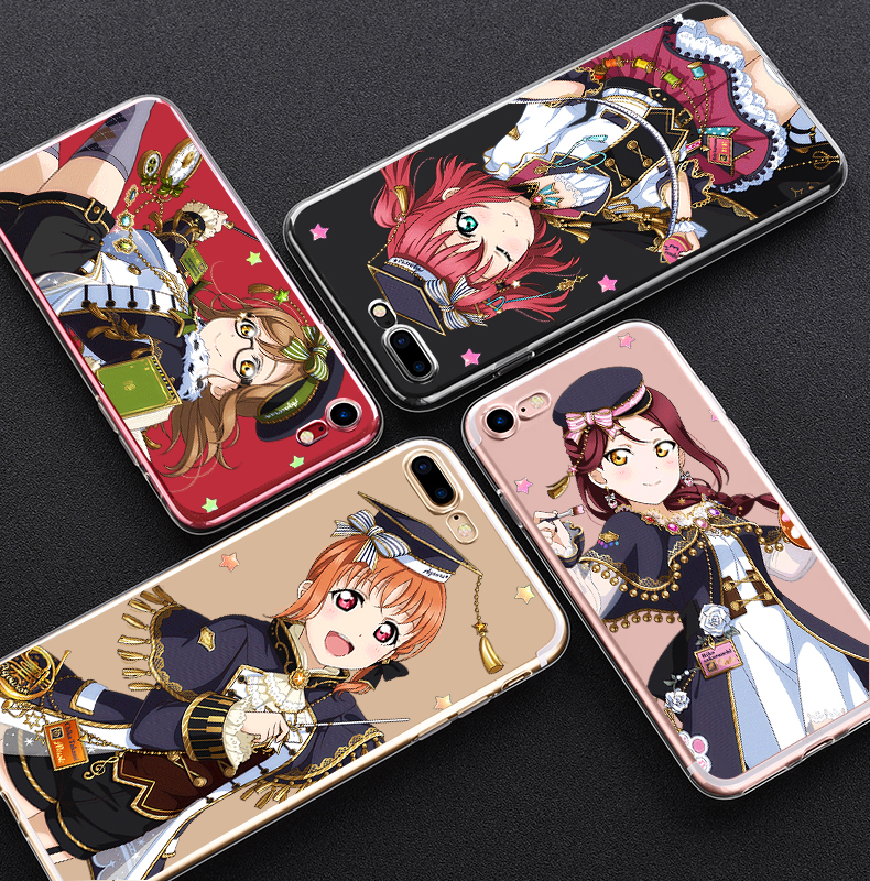 Nhóm nước Aqours xung quanh oppo apple Xse8 kê 6 Huawei vivox20 điện thoại di động vỏ phim hoạt hình sticker ngôi sao