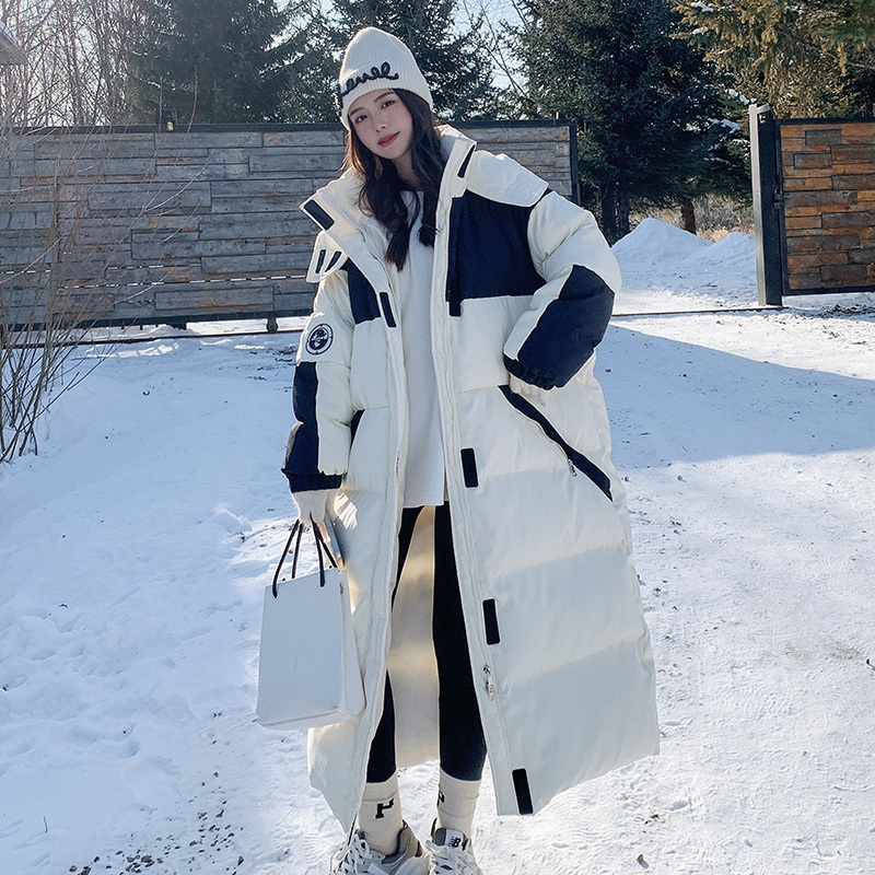 Workwear Cotton-Padded Jacket for Women, Mid-Length, Over-The-Knee, 2024 New Korean Style, Loose-Fitting, Thickened down Cotton Coat, Student Outerwear