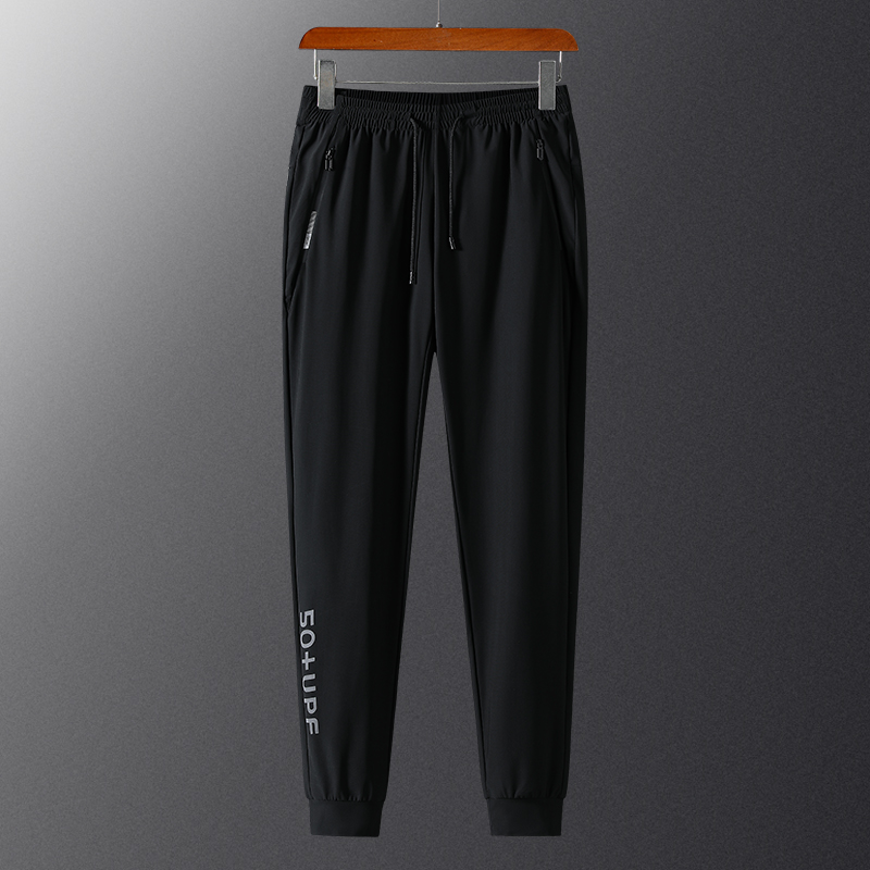 Ice Silk 90% Pants Men's Summer Loose Fatter Plus Fat Increase Code Silk Slip Sports Pants Slim Down Air Conditioning Pants 015