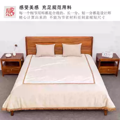 New Chinese walnut solid wood bed 1 8 meters double bed Nordic modern minimalist master bedroom wedding bed Full solid wood bed