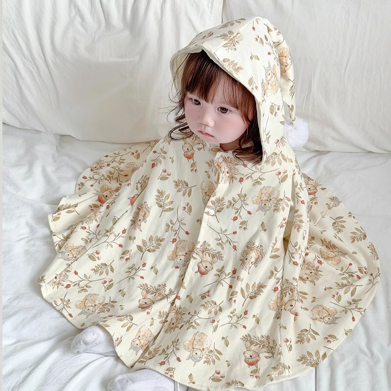 Baby Cloak Cape Spring & Fall Male and Female Baby Outing Windproof Shawl Newborn Kidsren Hooded Windproof Outwear