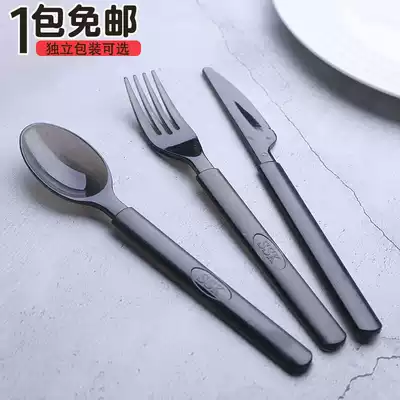 Western food tableware disposable fork Western food knife set set creative thick plastic fork pizza Western food fork portable